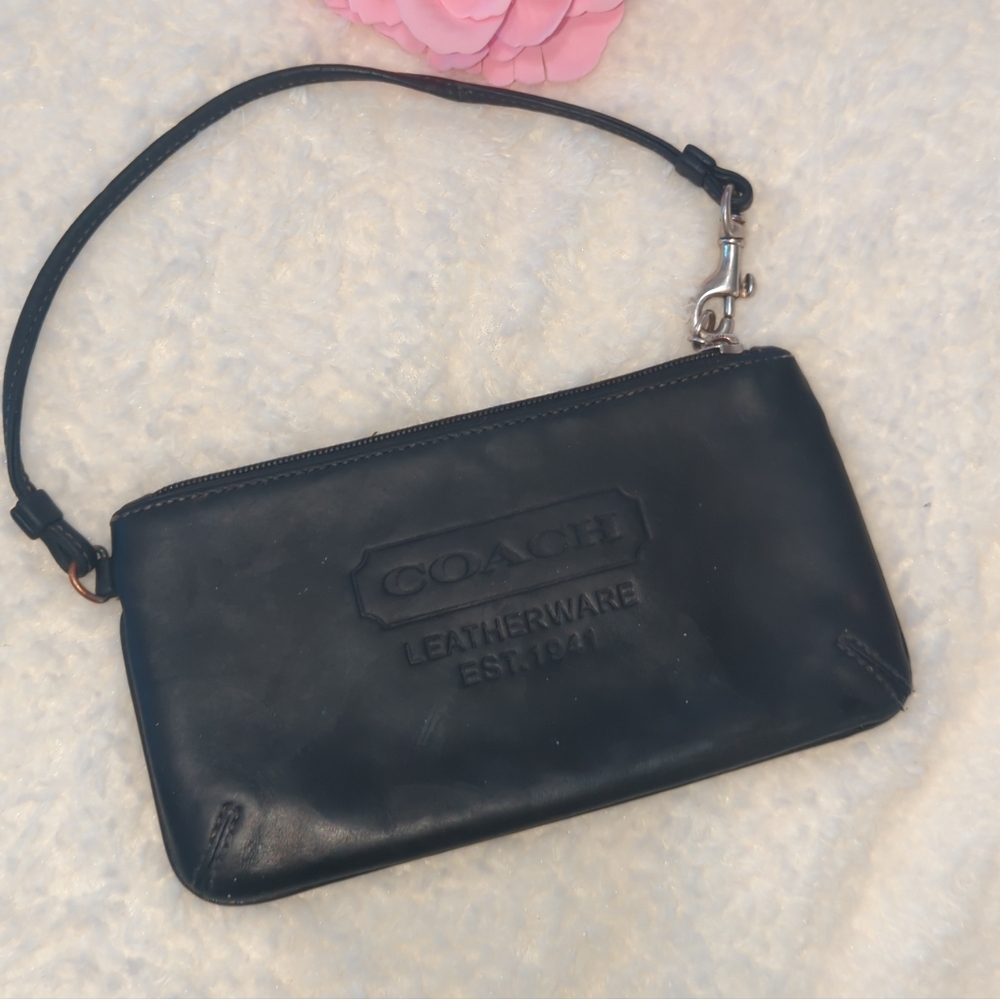 Coach Black Leather Wristlet
